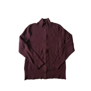 Eddie Bauer Burgundy Red Long Sleeve Ribbed Full Zip Medina Sweater Women's XL